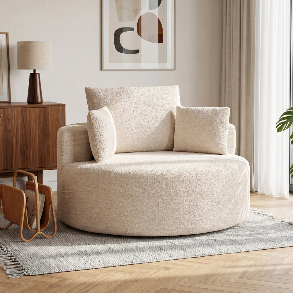 Fauteuil rond crème 130 cm Cocon