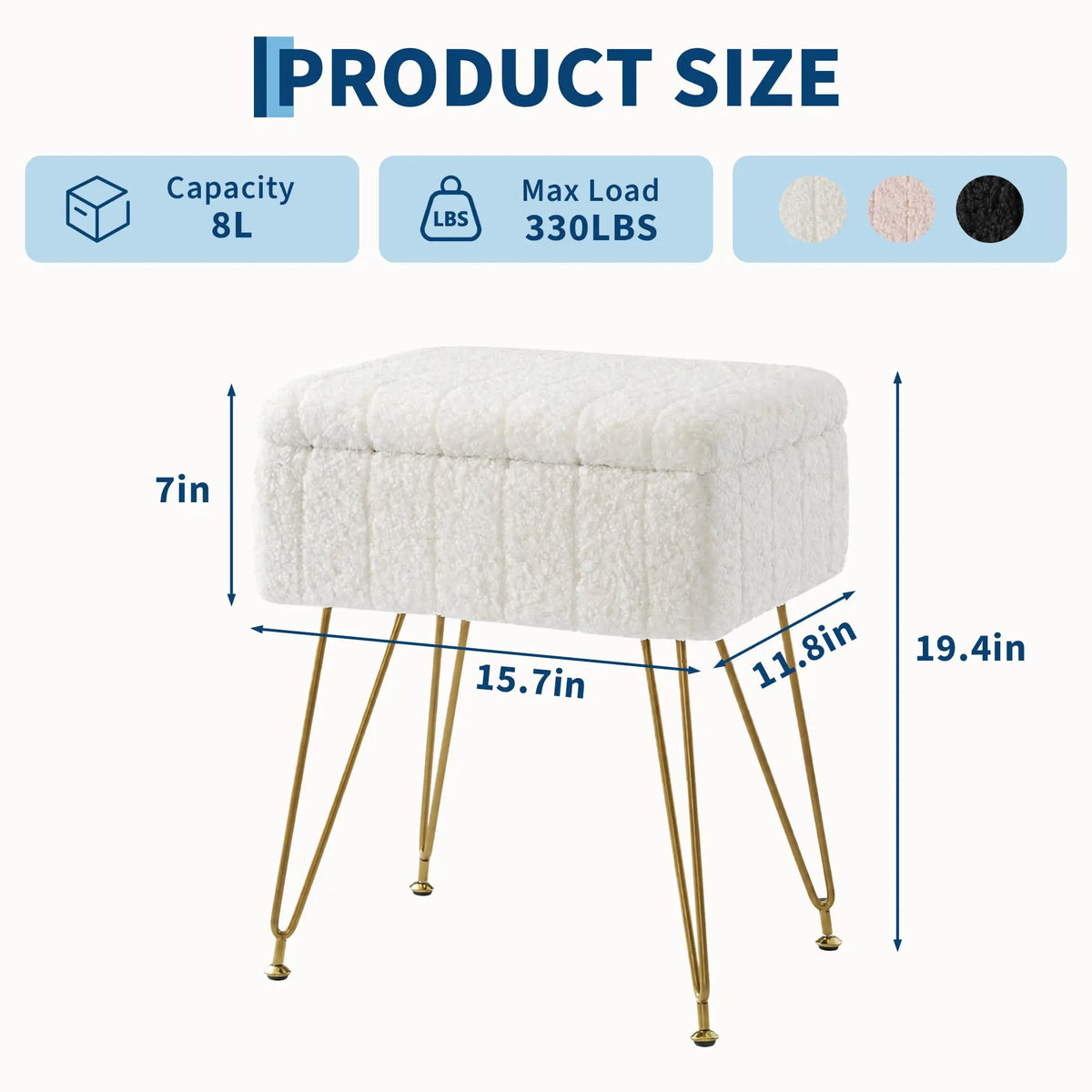 Flocon — Tabouret coffre rembourré — vue du modèle 5