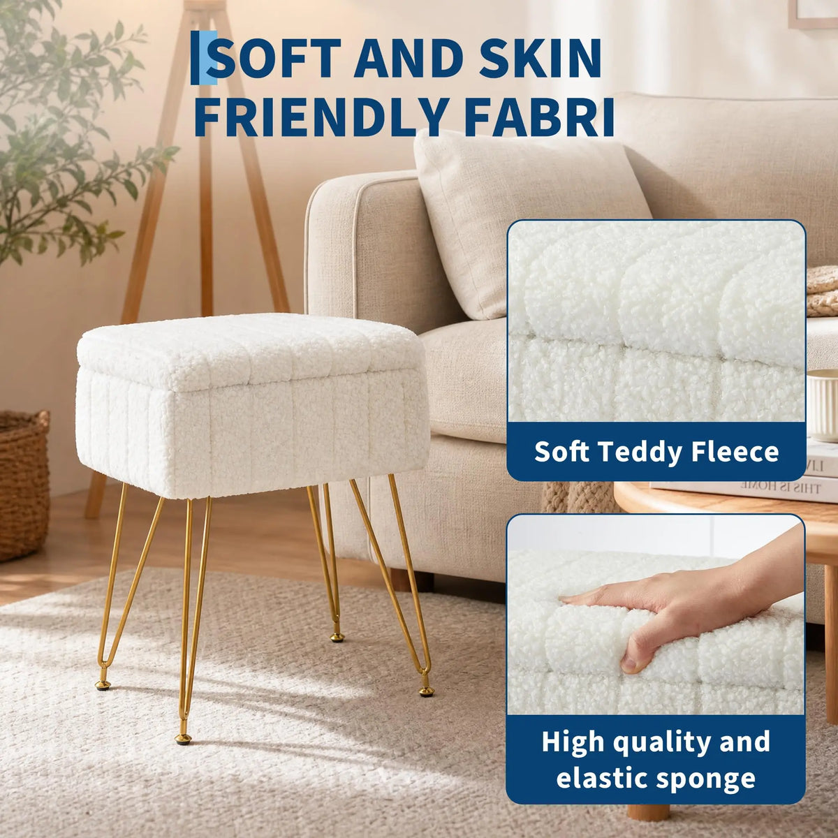 Flocon — Tabouret coffre rembourré — vue du modèle 3