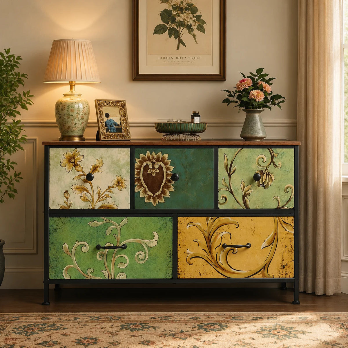 Mosaïque — Commode à cinq tiroirs textiles — vue du modèle 3