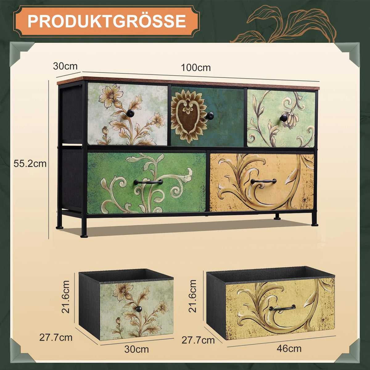 Mosaïque — Commode à cinq tiroirs textiles — vue du modèle 2