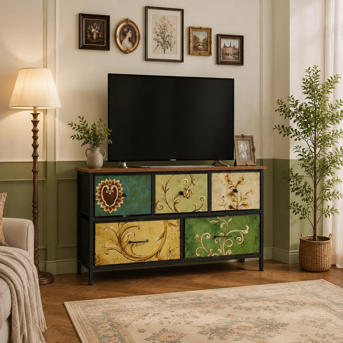Mosaïque — Commode à cinq tiroirs textiles — vue du modèle 4