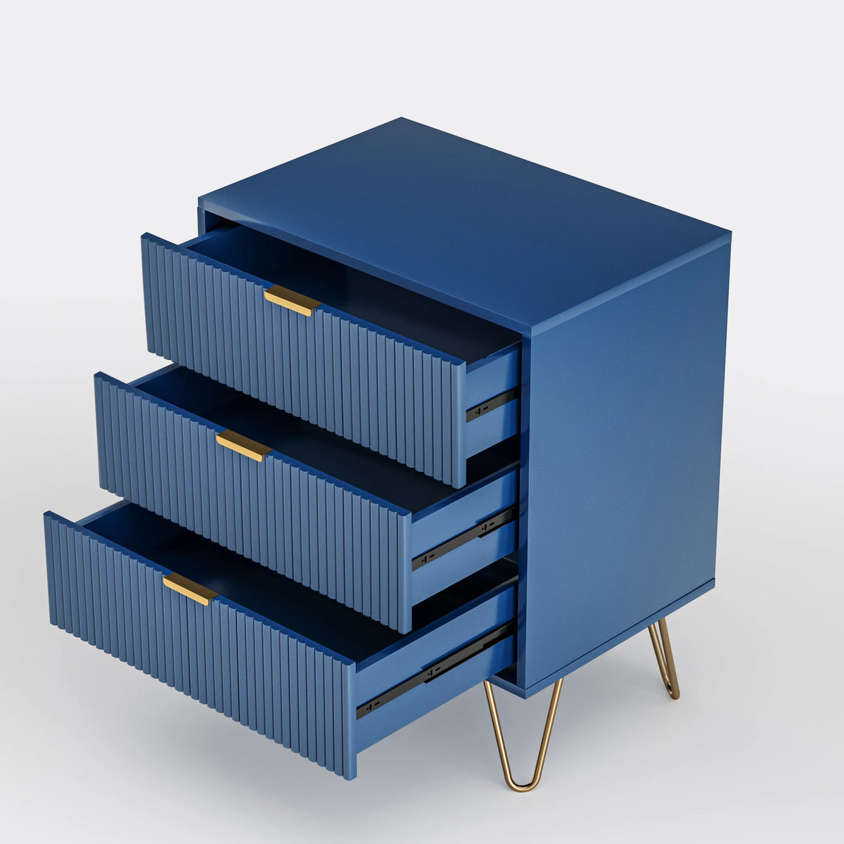 Bleu Nuit — Commode compacte à trois tiroirs — vue du modèle 6