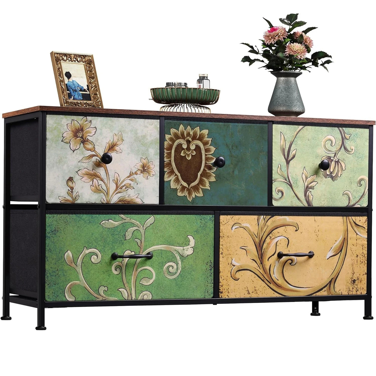 Mosaïque — Commode à cinq tiroirs textiles — vue du modèle 6