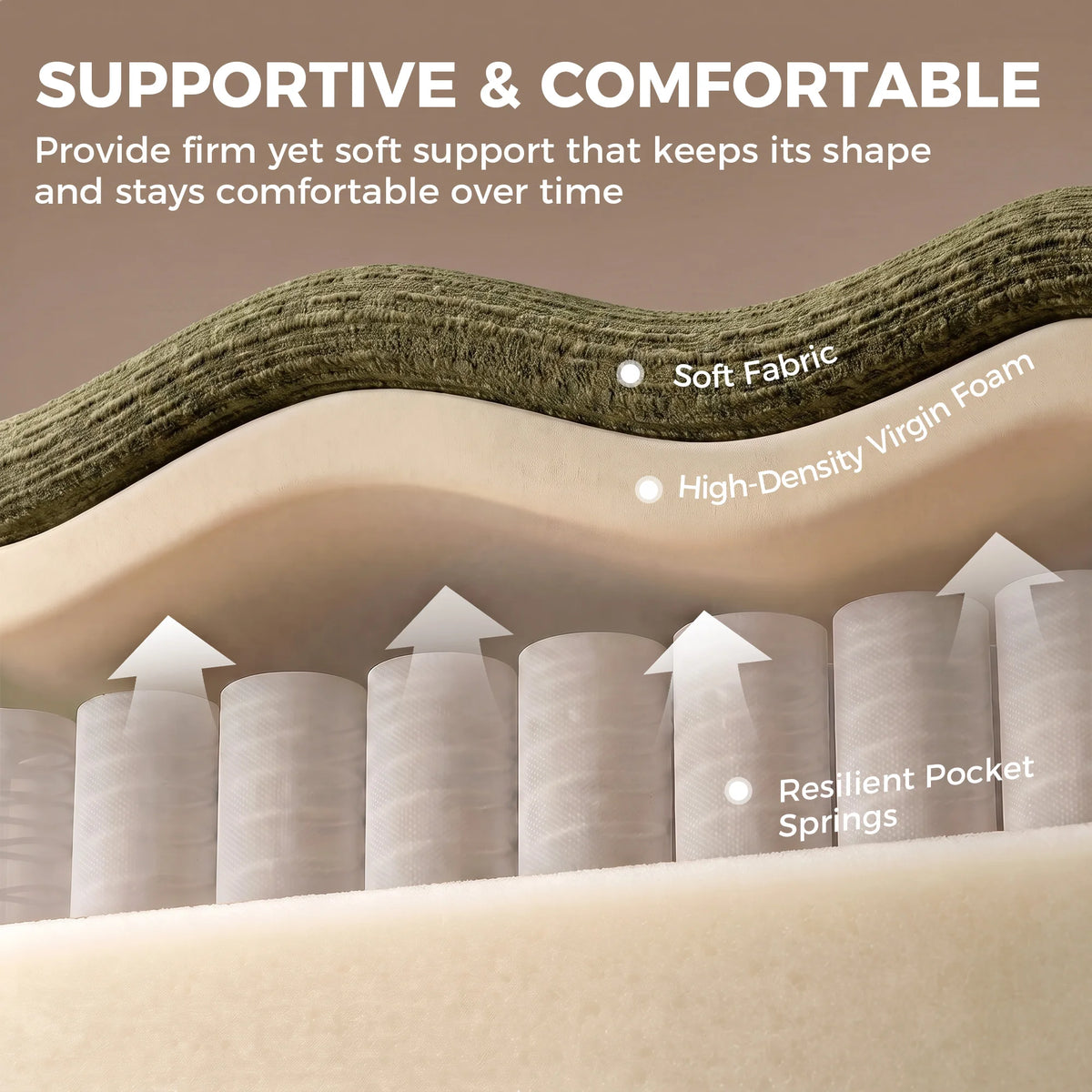 Illustration du garnissage à ressorts et mousse du canapé Brume Verte