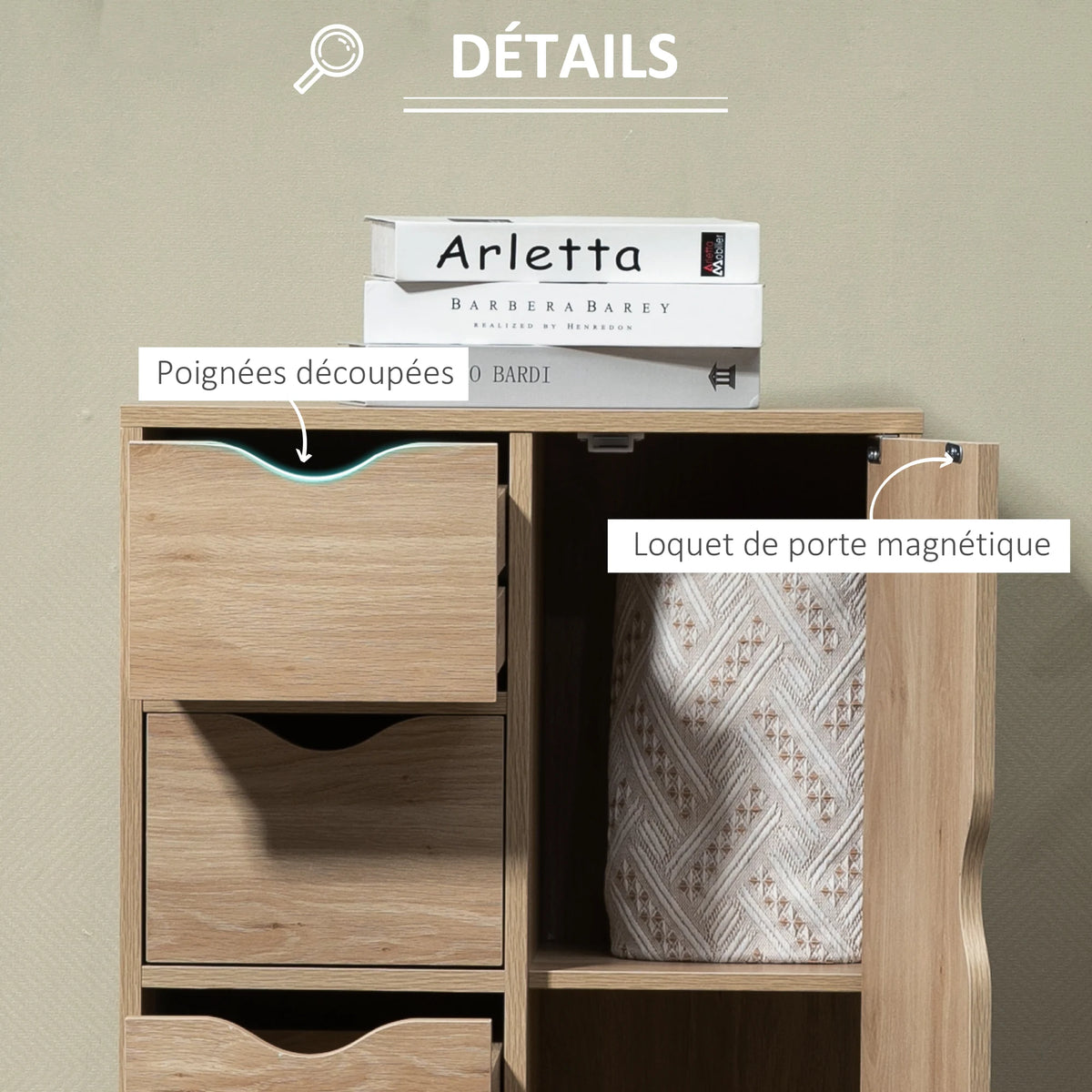 Brun Atelier — Buffet compact HOMCOM — vue du modèle 6