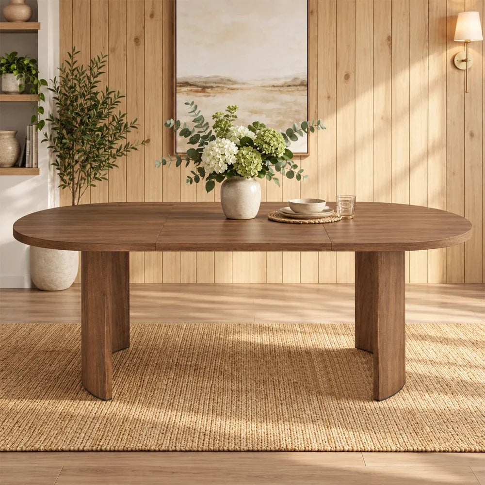 Table Courbe aspect noyer vue de face