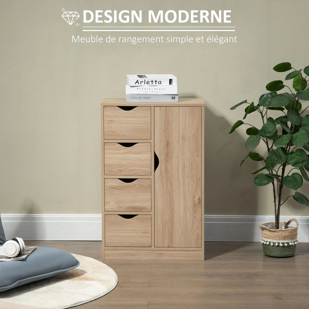 Brun Atelier — Buffet compact HOMCOM — vue du modèle 3