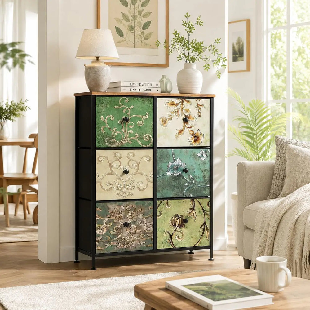 Herbier — Commode à 6 tiroirs textiles Comanlai