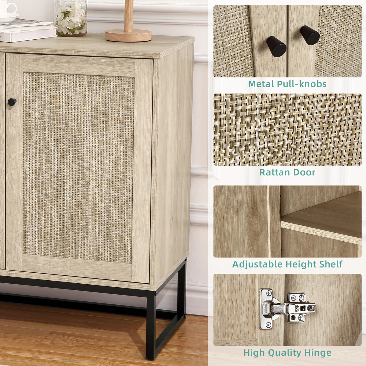 Clair Rotin — Compact two-door rattan cabinet — view 7