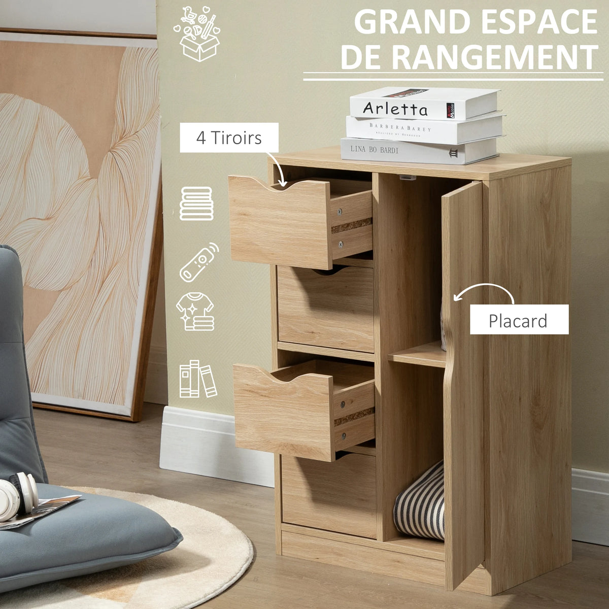 Brun Atelier — Buffet compact HOMCOM — vue du modèle 4