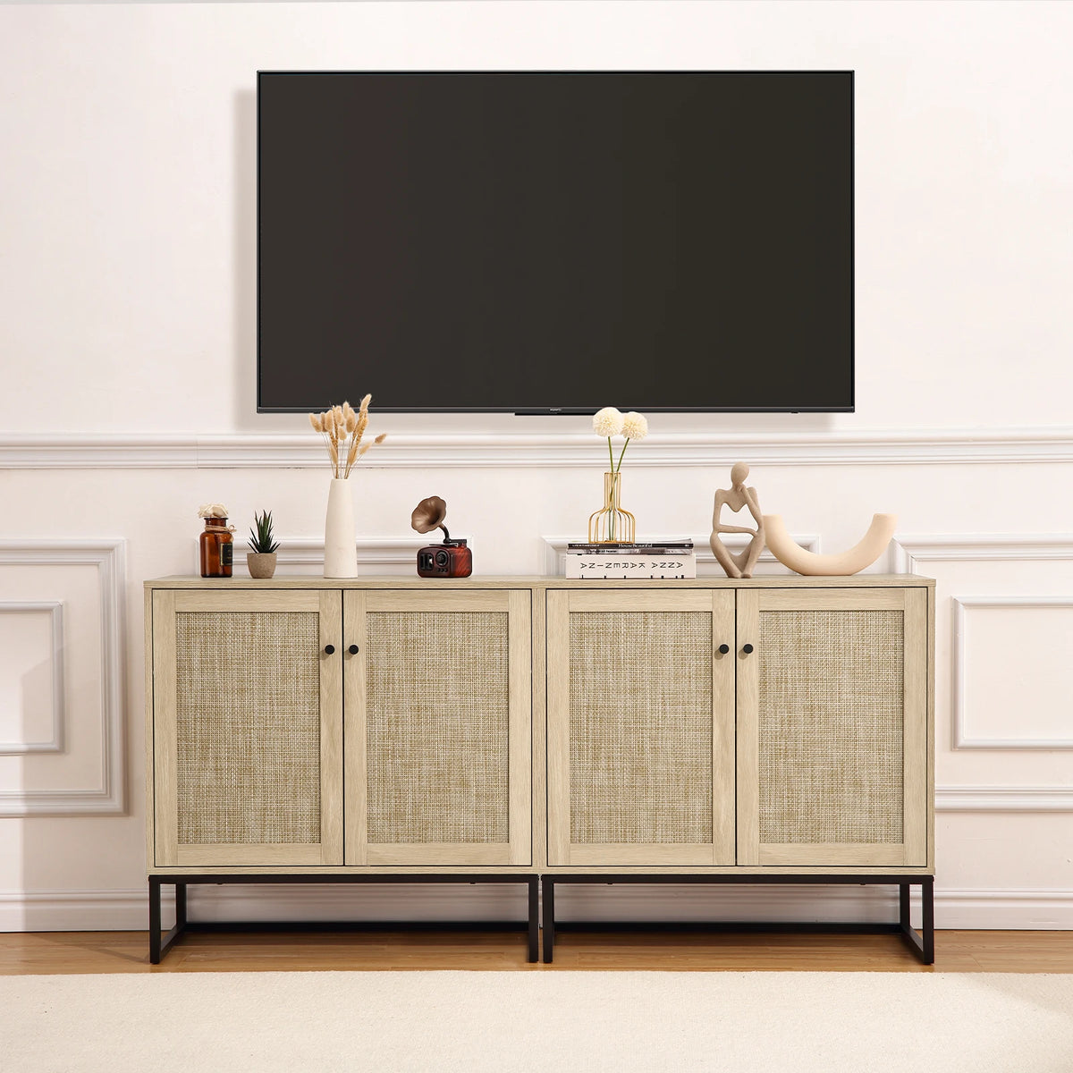 Clair Rotin — Compact two-door rattan cabinet — view 6