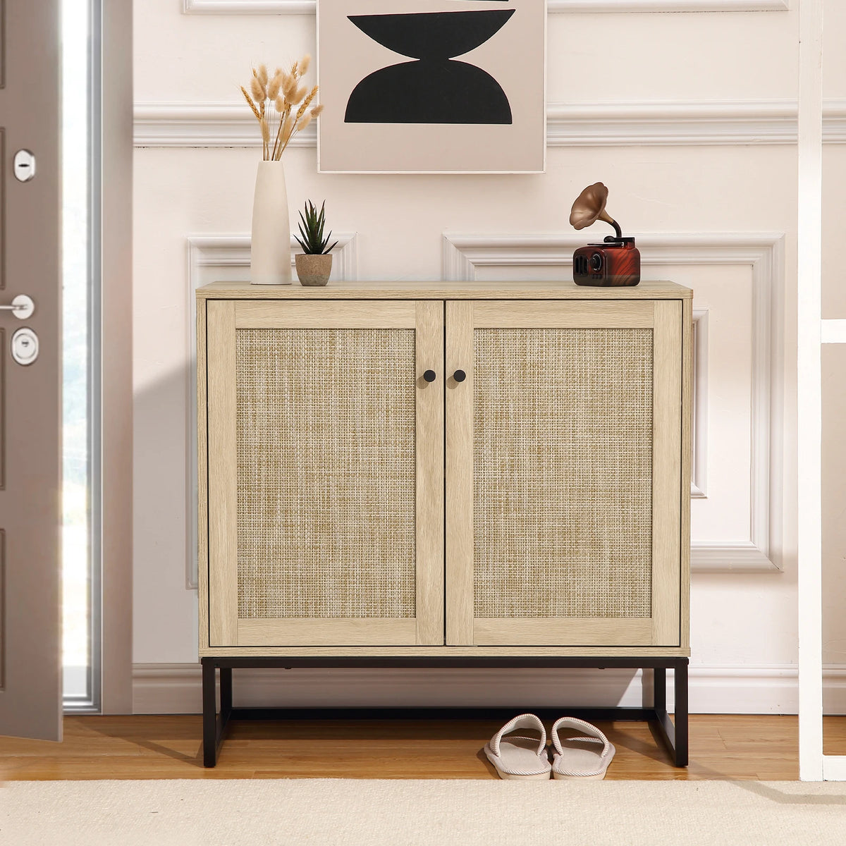 Clair Rotin — Compact two-door rattan cabinet — view 4