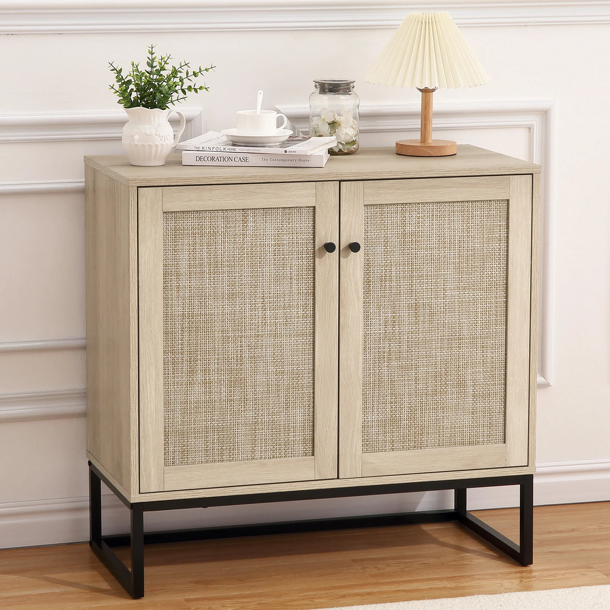 Clair Rotin — Compact two-door rattan cabinet — view 3