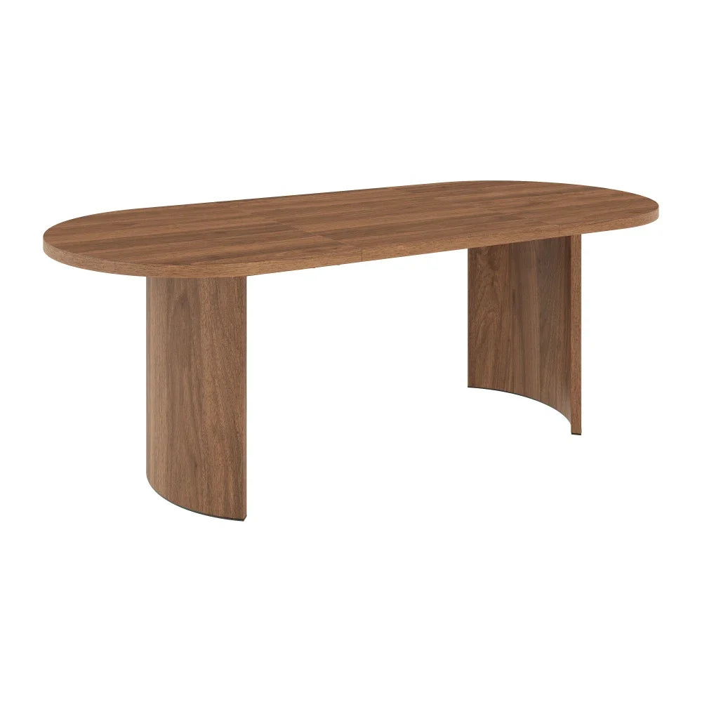 Table Courbe aspect noyer sur fond blanc