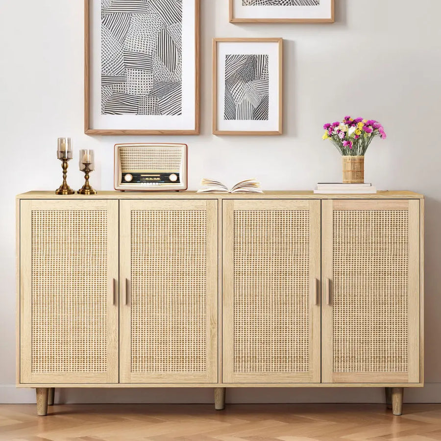 Palme — Buffet à quatre portes décor rotin — vue du modèle 1
